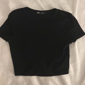 Zara black cropped baby tee